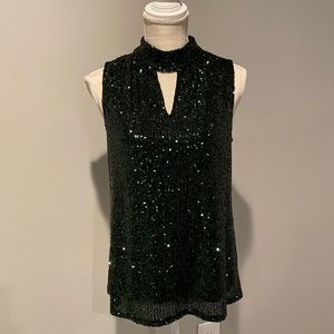 Cable & Gauge Sequin Mock Neck Sleeveless Top Size: M
